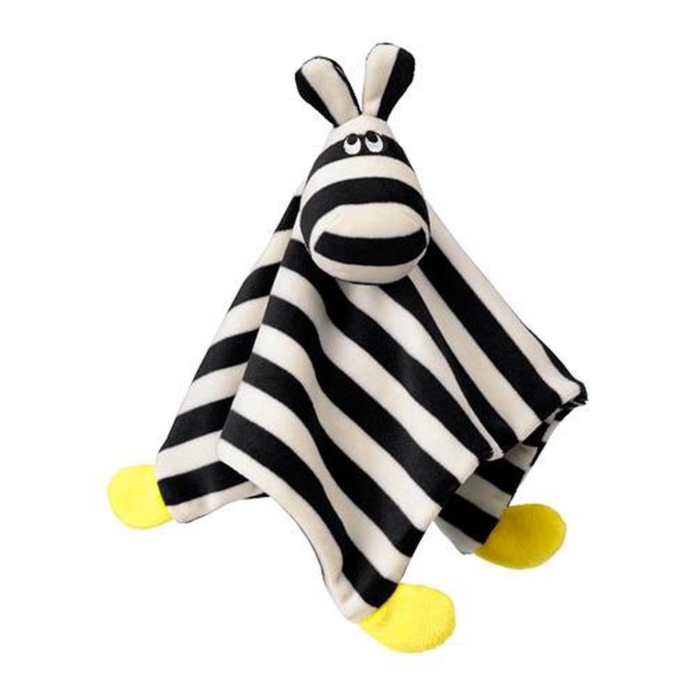 Ikea Klappa Zebra Security Blanket Baby Lovey Plush Black White Yellow striped